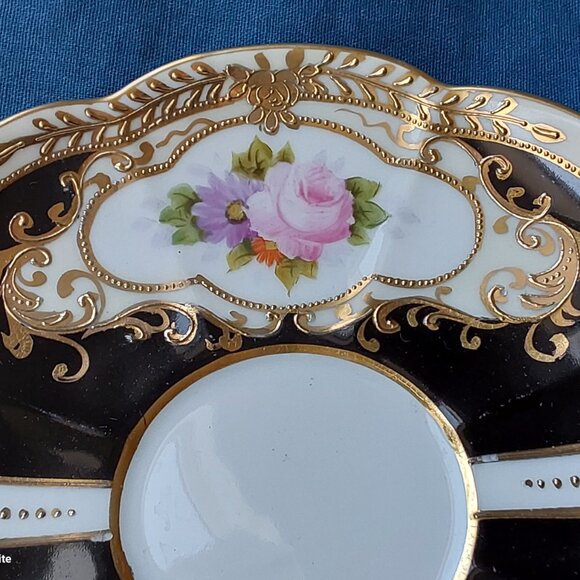 Stunning vintage Noritake teacup and saucer set hand painted flowers gold moriag - Picture 5 of 14